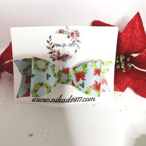 Holiday Wreath Faux Leather Hairbow